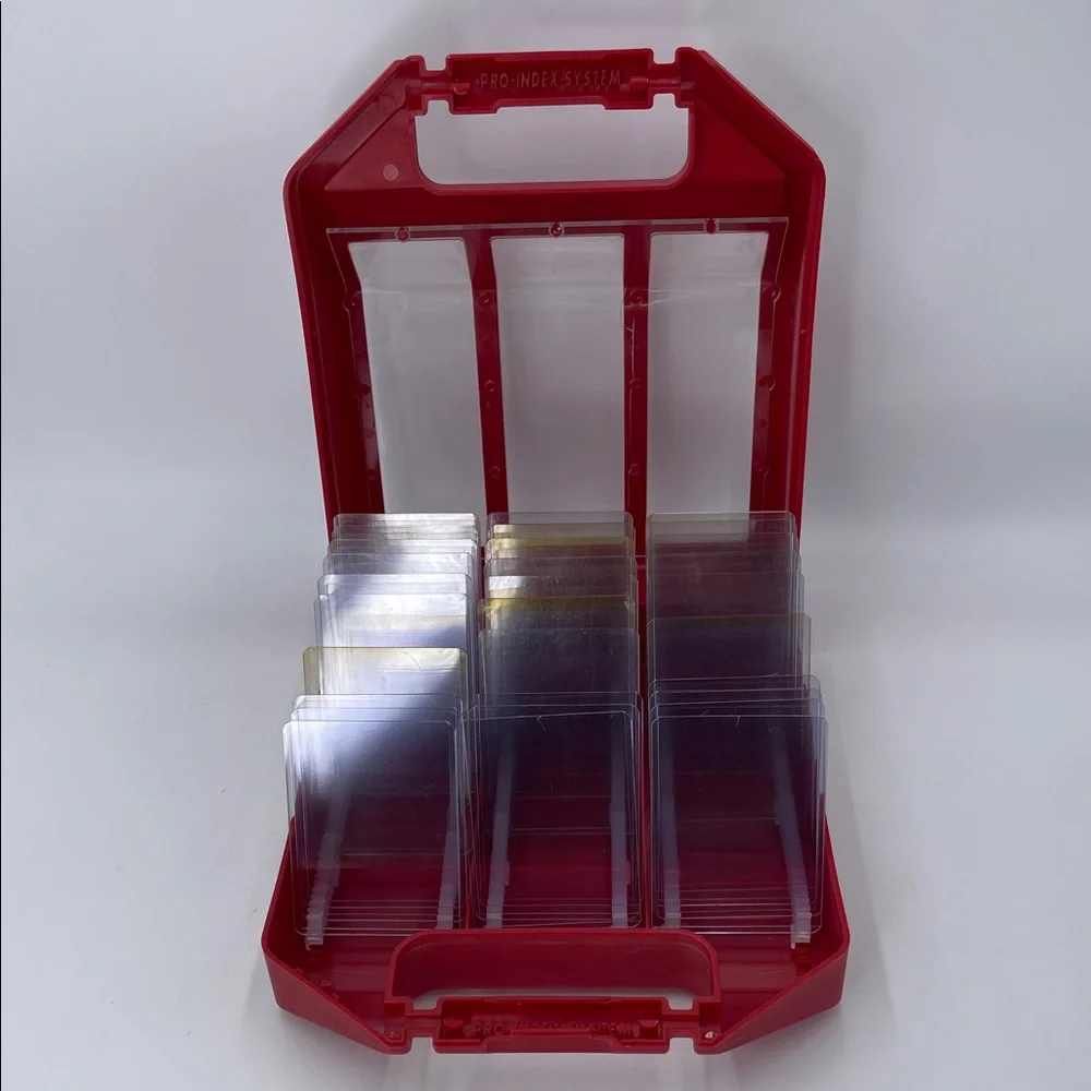 Pro-Index System Red Storage Box with Clear Lids For Card Collectors